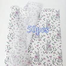 10/20/25/50 Pcs Rabbit & Bow Pattern Thin Paper, Suitable For DIY Crafts, Party Favors, Bouquet Wrapping, Clothing Packaging And Birthday Gift Decoration - Rabbit Bow - View 10
