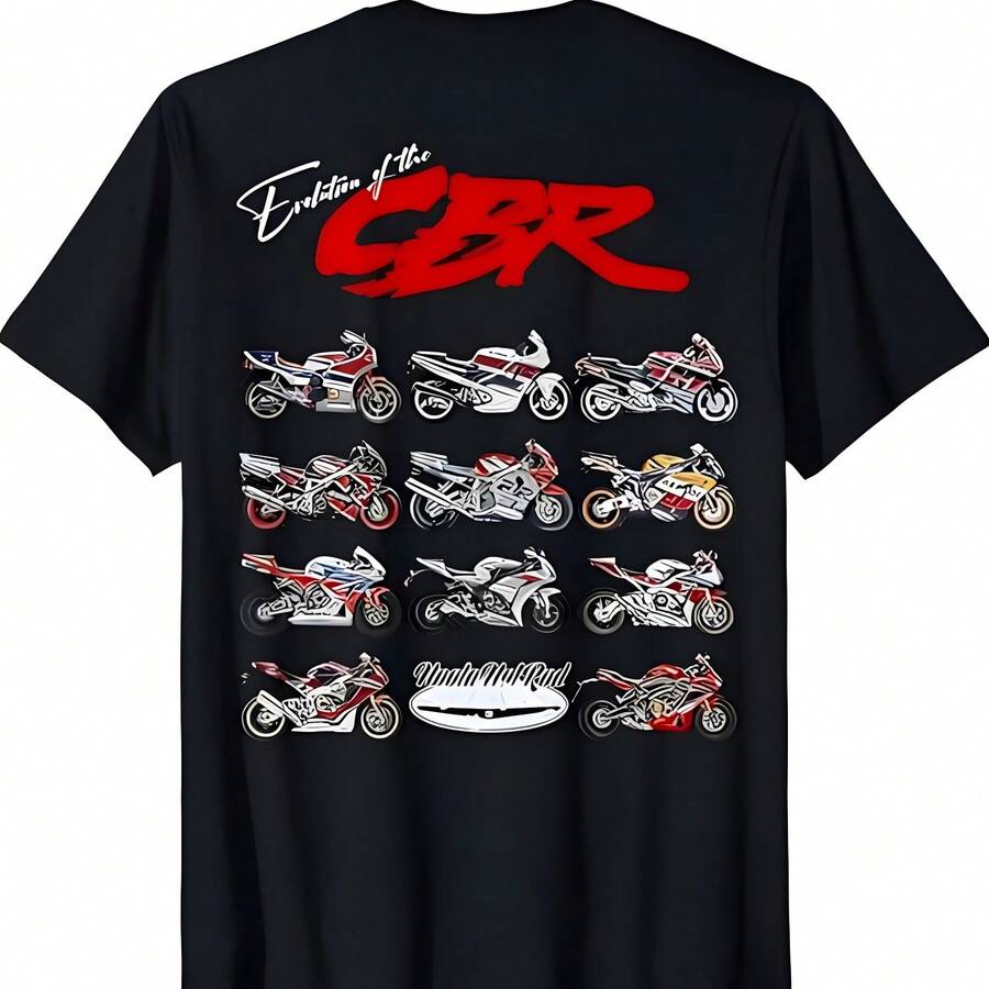 Evolución de la, CBR, motocicleta, motocicleta, motociclista, camiseta de bicicleta deportiva - Negro - Ver 1