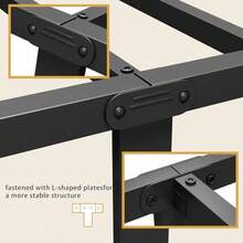Vengarus - Marco de cama de metal de tamaño matrimonial con cabecero estructura estable soporte de listones de acero resistente almacenamiento debajo de la cama no necesita somier 14 pulgadas - Doble - Ver 6