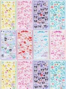 新款3D立体浮雕贴纸，适合儿童和女孩，防水泡泡糖卡通贴纸，宝石图案水晶贴纸 - 高光泽效果，浮雕宝石水晶动物贴纸，小图案贴纸，可爱装饰贴纸，色彩鲜艳，适合DIY手工制作蓬松3D贴纸 - 彩色 - 查看 1