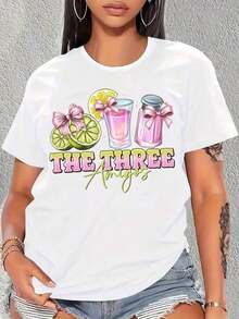 Camiseta de Fiesta con Diseño de Cócteles "Los Tres Amigos" para Mujer, Divertida para Verano, Ideal para Despedida de Soltera, Vacaciones en la Playa, Regalo - Blanco - Ver 6