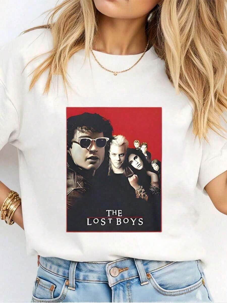 Camiseta Retro Vintage de los 80 con Diseño de Película de Vampiros, Suave y Ligera, Agradable al Tacto, 100% Algodón - Blanco - Ver 1