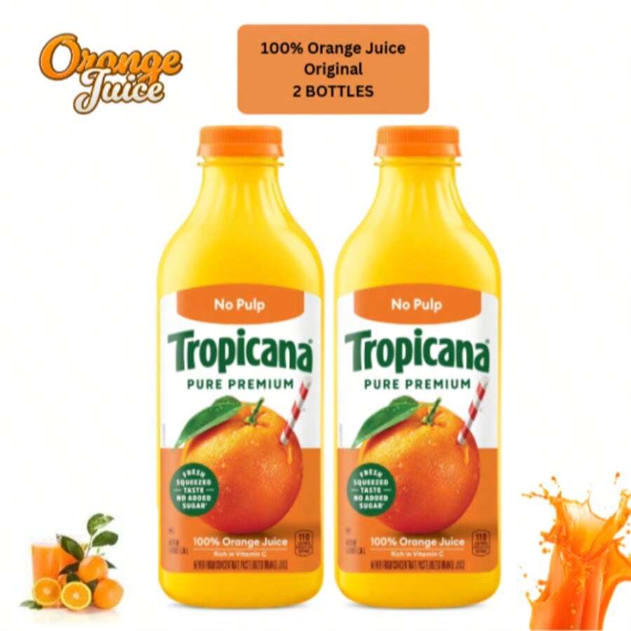 Tropicana Pure Premium 100% Orange Juice Original No Pulp No Sugar Added 46 Fl Oz 2 Bottles - Juice - View 1