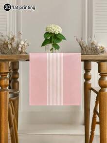 1pc,Bohemian Style,Minimalist Striped Pattern Table Runner,Microwave Dust Cover,Protective Cover,Rectangular Tablecloth,Washable,Suitable For Home Dinner,Coffee Table,Kitchen And Dining Room Decor,Table Decoration Party And Scene Decor,Home Decor,Outdoor Patio Table Runner Decor,Entrance Decor,Fireplace Cover - Soft Matte Powder - View 2