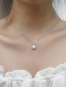 ConiiW Dây chuyền mặt đá Moissanite cắt kiểu Princess bằng bạc Sterling 925 (1 carat hoặc 2 carat) - Dây chuyền choker - Bạc - Xem 6