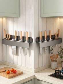 Stainless Steel Wall‑Mounted Knife Storage Rack, No‑Drill Integrated Kitchen Knife Holder. Space‑Saving Wall‑Mounted Design Keeps Countertops Neat Without Wall Damage, Great For Home, Apartment And Rental Kitchen Use. - Multicolor - View 8