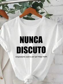 Fashion Printed T-Shirts For Women, Oversized Streetwear Tops, Comfortable And Stylish All-Match Summer Tees. Graphic T-Shirt With Spanish Summer Slogan For Women, Casual And Comfortable Everyday Wear. - 白色 - 查看 7