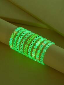9pcs/Set Glow-In-The-Dark Beaded Bracelet Set - Fashionable Girls Accessories With Heart, Star & Cloud Designs - Perfect For Gifts & PartyDecorations-Adjustable, Dazzling & Multipurpose - Multicolor - View 1