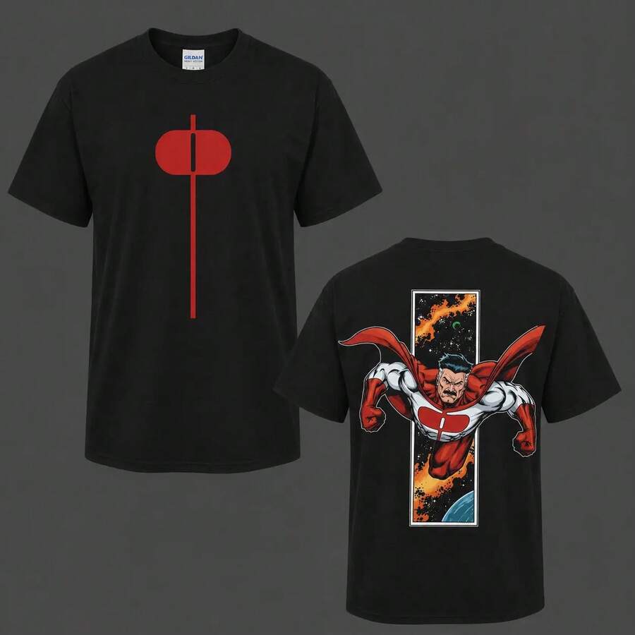 Men's Cotton T-Shirts, World Cup 2026 Collection, Omni Man V2 Invincible, Retro Vintage Men's Clothing, Gift For Movie Fans, Classic Tops, Oversized, Seamless, Simple, Straight Cut, Men's Clothing, Designer Cotton T-Shirts, Graphic Tees, Gifts For Men, Streetwear Graphic Tees, National Shipping. - 黑色 - 查看 1