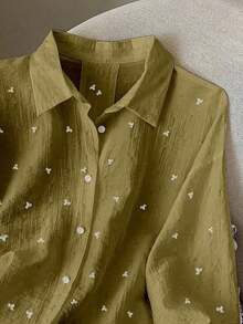 Women's Long-Sleeved Shirt With Open Back And Tie, Loose And Slim Fit, For Spring/Summer - Biru - View 4