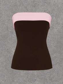 Top tubo con bloqueo de color negro y estilo Y2K para mujer en verano - Multicolor - Ver 3
