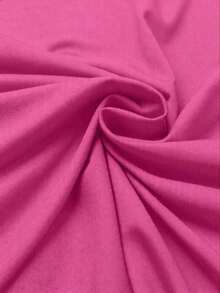Camiseta de manga corta de talla grande para mujer, de unicolor, con dobladillo asimétrico, para uso diario y casual - Rosa - Ver 4
