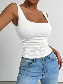 Conjunto de dos piezas de camiseta de tirantes ajustada en verde y blanco, estilo sexy de club, atuendo de festival y carnaval, atuendo de cumpleaños de mujer, atuendo romántico para citas, atuendo de concierto, esencial para fiestas, atuendo diario, atuendo deportivo casual, estilo de vacaciones - Multicolor 2 - Ver 7