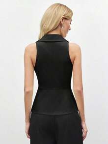 Blusa sin mangas de cuello blanco para mujer, de estilo urbano moderno y elegante, versátil para uso diario, con un toque retro de los 90.Adecuada para Navidad, Año Nuevo, San Valentín, fiestas, playa, graduación, moda, festivales, vacaciones, in - Negro - Ver 6