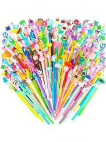 5/10/15/20/30 buah Pulpen Bentuk Hewan Kartun, Ujung 0,5mm Pulpen Kartun untuk Menulis Halus, Kartrid Tinta Hitam Isi Ulang, Tutup Plastik Bulat dengan Desain Dapat Diklik, Berbagai Bentuk Kreatif, Banyak Pilihan - MultiWarna - View 8
