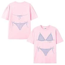 Camisetas de despedida de soltera con temática costera, Último brindis en la , Bikinis y Martinis de despedida de soltera, Último chapoteo, Conchas marinas y campanas de boda. - Rosa - Ver 4