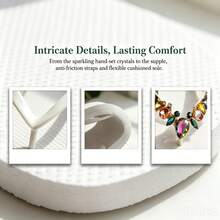 Infradito con decorazioni in strass stile bohémien, sandali in EVA morbida antiscivolo e resistenti, nuovi sandali estivi da donna per spiaggia, piscina e uso casual, stile versatile INS - Bianco - Visualizzare 3