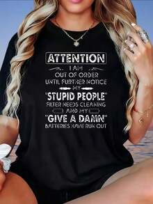 Attention, I'm Out Of Service Until Further Notice. My Stupid People Filter Needs Cleaning And My Damn Batteries Are Dead. Women's T-Shirt. - 黑色 - 查看 5