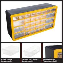 Stalwart Organizador de piezas pequeñas de plástico de 30 cajones cajones de almacenamiento de computadora o pared para organizar hardware manualidades cochera o aula amarillo - Amarillo - Ver 5