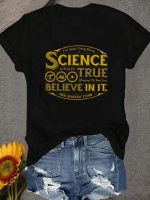 Una camiseta de mujer de manga corta, holgada, moderna, a la moda, retro y elegante, adecuada para actividades al aire libre en primavera y verano."La belleza de la ciencia es que, lo creas o no, es real."Camiseta de mujer cómoda y suave con cuello redondo de Neil DeGrasse Tyson.blusas para mujer,blusas casuales para dama,tops,, mujer premium,y2k,playeras de mujer curvy,ofertas y liquidaciones ropa mujer,playeras deportivas para mujer,,playeras de hombre, mujer,blusas>elegante 2BYL - Negro - Ver 8