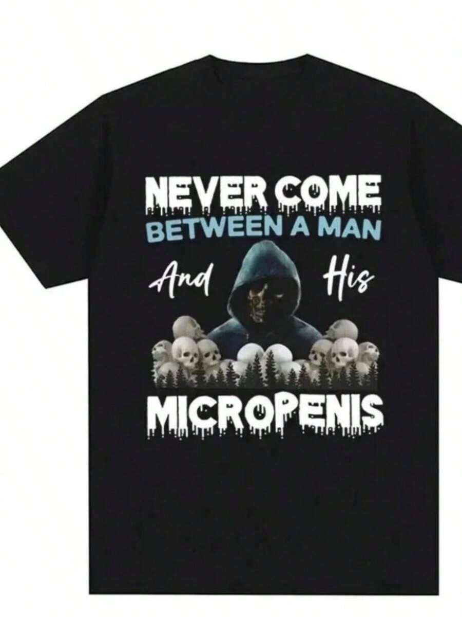 blusas para mujer Camiseta "Me da miedo hablar con mujeres" Modelo Hard Skull Camiseta de algodón estampada para hombre y mujer Camiseta de manga corta de talla grande Adecuada como regalo. playera de mujer. blusas>elegantes. boho chic,Top de mujer suave, transpirable y cómodo, ideal para primavera, verano y otoño, perfecto para vacaciones, viajes y uso diario. - Negro - Ver 1