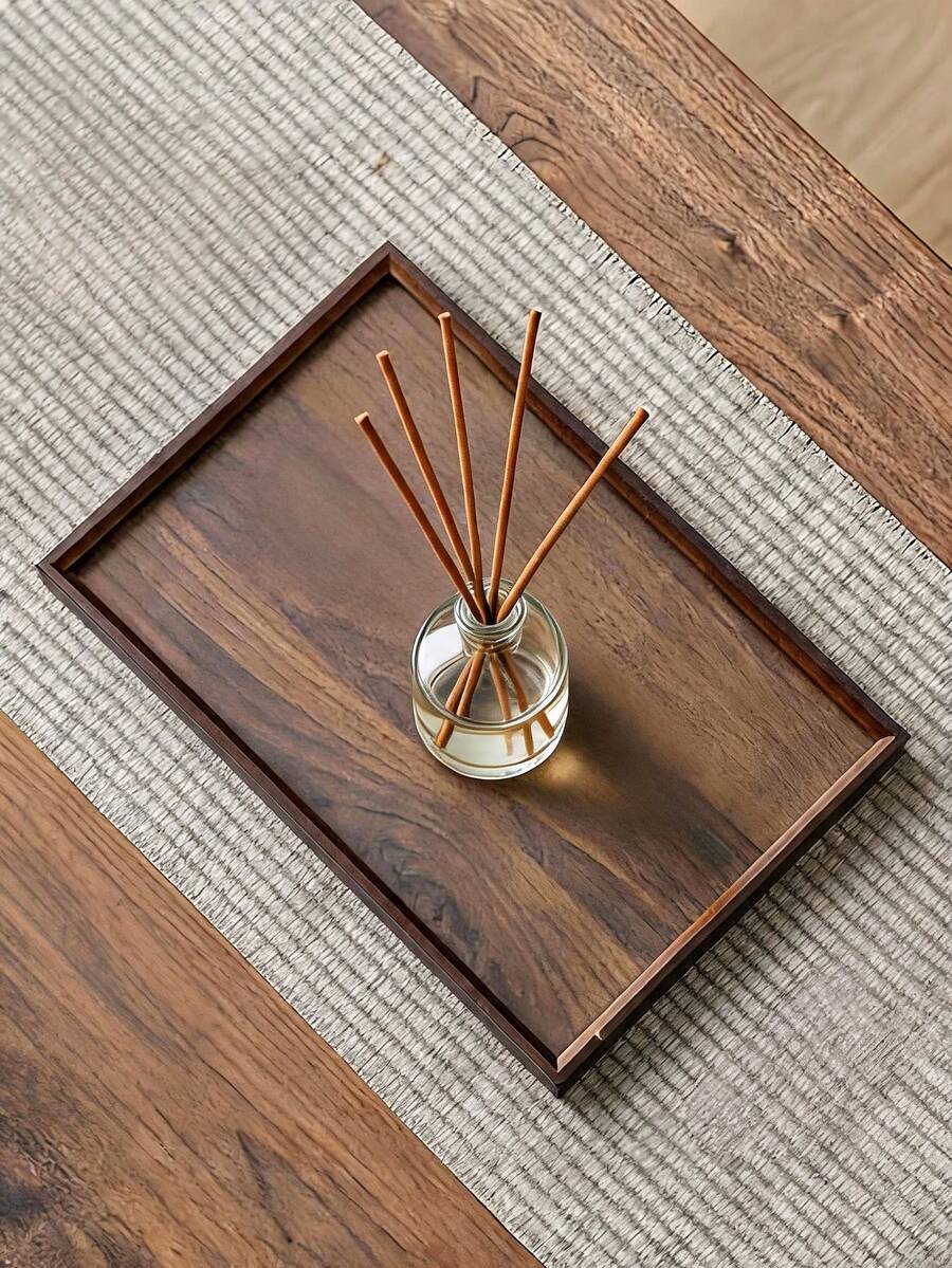 1pc INS Style Walnut Color Rectangular Aromatherapy Bottle, Bamboo Wood Portable Handle Decoration, Home Living Room Tabletop Ornament - Aromatherapy Ornaments - View 1