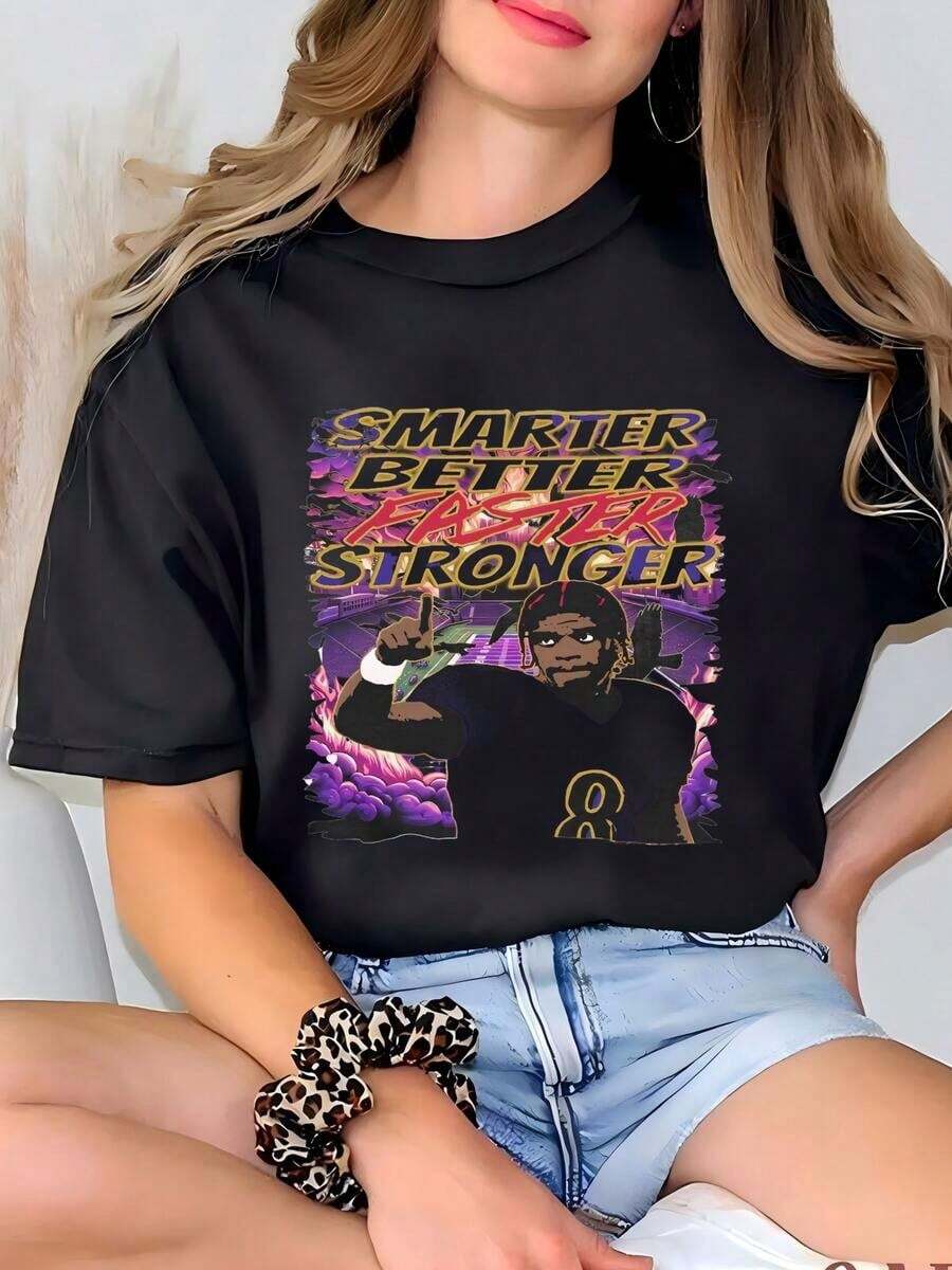 Women's T-Shirt: Smarter, Better, Faster, Stronger - 黑色 - 查看 1