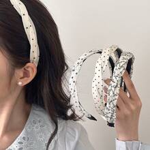 3件組女款溫柔甜美優雅黑白波點花卉扭花髮箍,時尚高冠瀏海與亂髮造型工具,適合休閒洋裝、節慶、海邊度假,花卉髮飾髮帶 - 彩色 - 查看 11