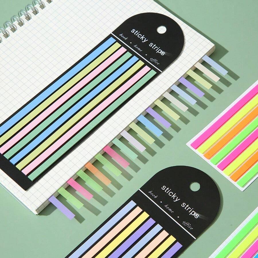 PET Extremely Thin And Elongated Solid-Color Sticky Notes, The Macaron Series For Students To Mark Key Points, Multiple Times Use Fluorescent Index Stickers, Colorful Semi-Transparent Stickers For Marking Key Points With Notations. - A - View 1