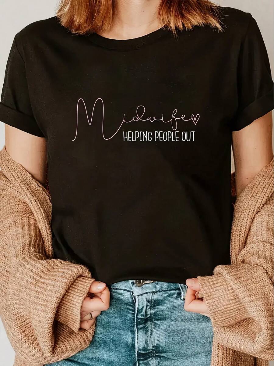 Women's Casual Top. Short-Sleeved Crew Neck T-Shirt For Women - Casual Short-Sleeved Crew Neck Top For Spring/Summer - Machine Washable Top For Everyday Wear - Crew Neck Design - Casual Wear For Warm Seasons - Women's Clothing (Style Development At Buyer's Choice) A Must-Have For Everyday Casual Wear. - 黑色 - 查看 1