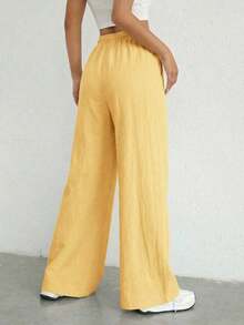 de pierna ancha con cintura de cordón - amarillo ganso - Ver 5