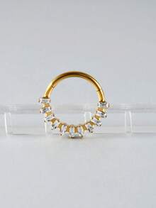 1 chiếc khuyên tai hình vuông bằng titan G23 đính đá Zirconia, khuyên tai Daith có bản lề, khuyên tai hình chữ nhật đính đá Zirconia dùng cho vách ngăn mũi, khuyên tai Tragus, Helix và sụn tai. - Như thể hiện trong hình ảnh - Xem 4