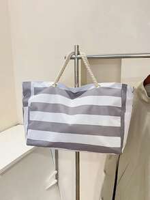 Set di borse a tracolla da spiaggia a righe bianche e nere di grande capacità, borsa in tela casual con manici in corda, con tasca con cerniera, adatta per viaggi estivi, feste in piscina, vacanze e shopping quotidiano, può contenere costumi da bagno, asciugamani, cosmetici ed essenziali per l'aperto, adatta per donne, ragazze, viaggiatori e amanti della spiaggia, ottimo regalo per Pasqua, vacanze estive, compleanni e festività, può essere utilizzata come borsa da spiaggia, borsa a mano, borsa per la piscina e borsa da viaggio - Multicolore - Visualizzare 19