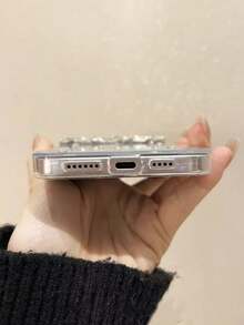 新款贝壳纹理3D水晶水钻手机壳，奢华闪亮，兼容 14 Pro Max/14 Pro/14、15 Pro Max/15 Pro/15，优雅款，兼容 12/13 Pro Max、17/17 Pro/17 Pro Max、16/16 Pro/16 Pro Max/16 Plus - 銀色 - 查看 4