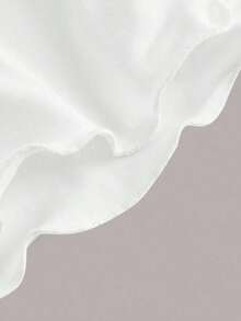 Top crop unicolor de cuello halter de manga con volante - Blanco - Ver 3