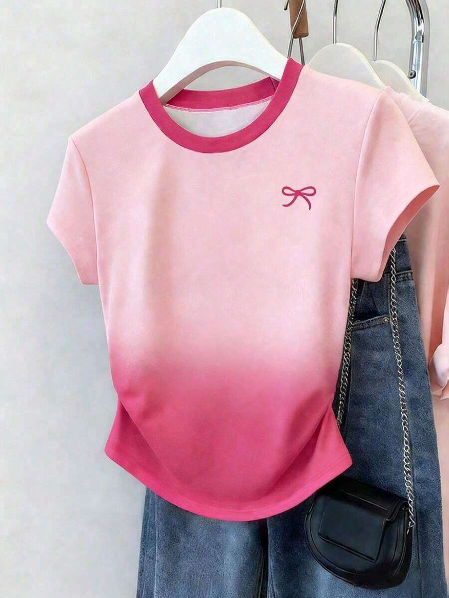 3 piezas Tops deportivos casuales de verano para mujer, nuevos diseños, a rayas y con estampado floral, adecuados para volver a la escuela, Día del Maestro - Multicolor 8 - Ver 1