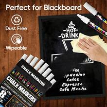 White/Colored Water-Based Dust-Free Liquid Chalk, Suitable For Advertising And Graffiti, Blackboard Chalk Set, 5 Different Tip Sizes, Multiple Uses, Multi-Color System For Different Applications, Suitable For Coffee Shop Writing Decoration, Christmas Glass Graffiti, School Blackboard Teaching - Sets - View 4