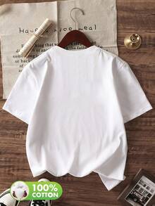 Camiseta de Mujer Talla Grande 100% Estampado de Limón - Blusa de Manga Corta y Cuello Redondo, Top Casual y Elegante para Primavera y Verano con Diseño de Rodaja de Limón y Letras Cítricas, Tejido Suave y Transpirable para Ropa de Casa o Atuendo Casual, Lavable a Máquina - Blanco - Ver 2