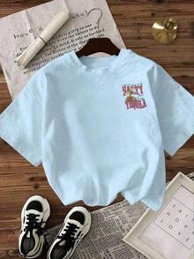 short-sleeveCamisetas gráficas [Camiseta gráfica] algodón Rompe el sistema Casual de verano Estampado de eslogan Cuello redondo Manga corta Camiseta de ajuste suelto, Tallas S-7XL para todos los tipos de Body, Tops de primavera, Camisas de verano, Camisetas de manga corta de otoño100% Cotton100% Cotton - Azul - Ver 3