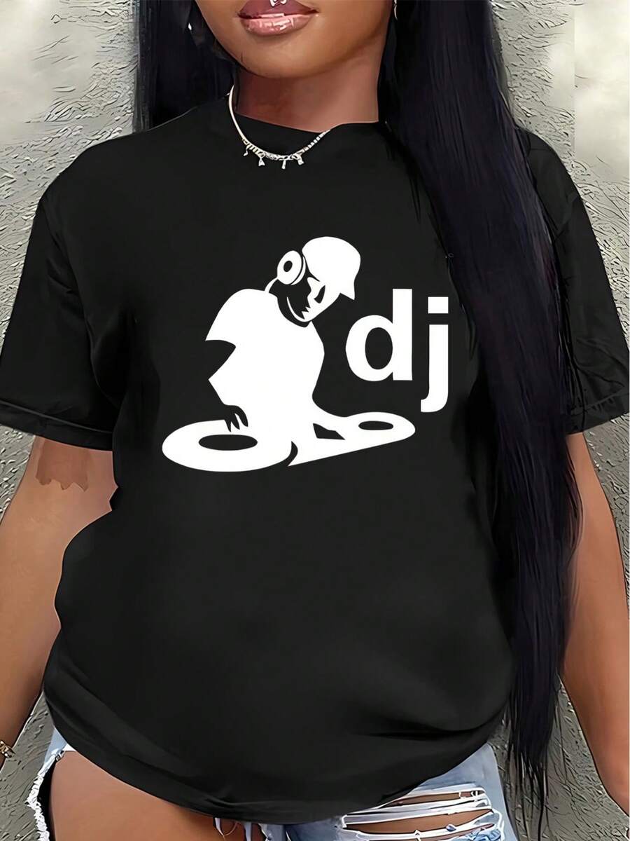 This Lightweight And Durable Short-Sleeved T-Shirt, Featuring A DJ Octopus Design, Is Perfect For Lounging At Home, Attending Parties, Or Going Out To Dinner, Offering A Comfortable Everyday Wear Experience. - 黑色 - 查看 1