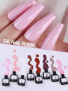 5ml Nude Pink Gel Nail Polish Set Long Lasting Soak Off UV LED Gel Polish Pink Glitter Brown Colors Gel Nail Polish Manicure DIY Home Nail Art Beauty Supplies For Spring Summer Daily Nail Design - Multicolor - View 3