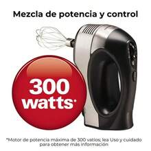 Batidora de Mano Hamilton Beach 6 Velocidades Alto Rendimiento Acero Inoxidable 62646F,  incluyendo 2 batidores QuickMix, un batidor manual y 2 ganchos para masa - Tipo de Enchufe A USA (110-127V) - Ver 6