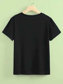 Plus-Size Women'S Printed T-Shirt - 黑色 - 查看 2