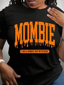 Soft, Breathable, And Lightweight For All-Day Comfort. "Mombie Like A Zombie But With Kids" T-Shirt, A Fun Halloween T-Shirt For Moms, A "Momster" T-Shirt, A Cute Halloween T-Shirt For Moms. Classic Crew Neck With A Relaxed Fit That Flatters All Body Shapes And Is Easy To Pair With Jeans, Shorts, And Leggings. - 黑色 - 查看 1