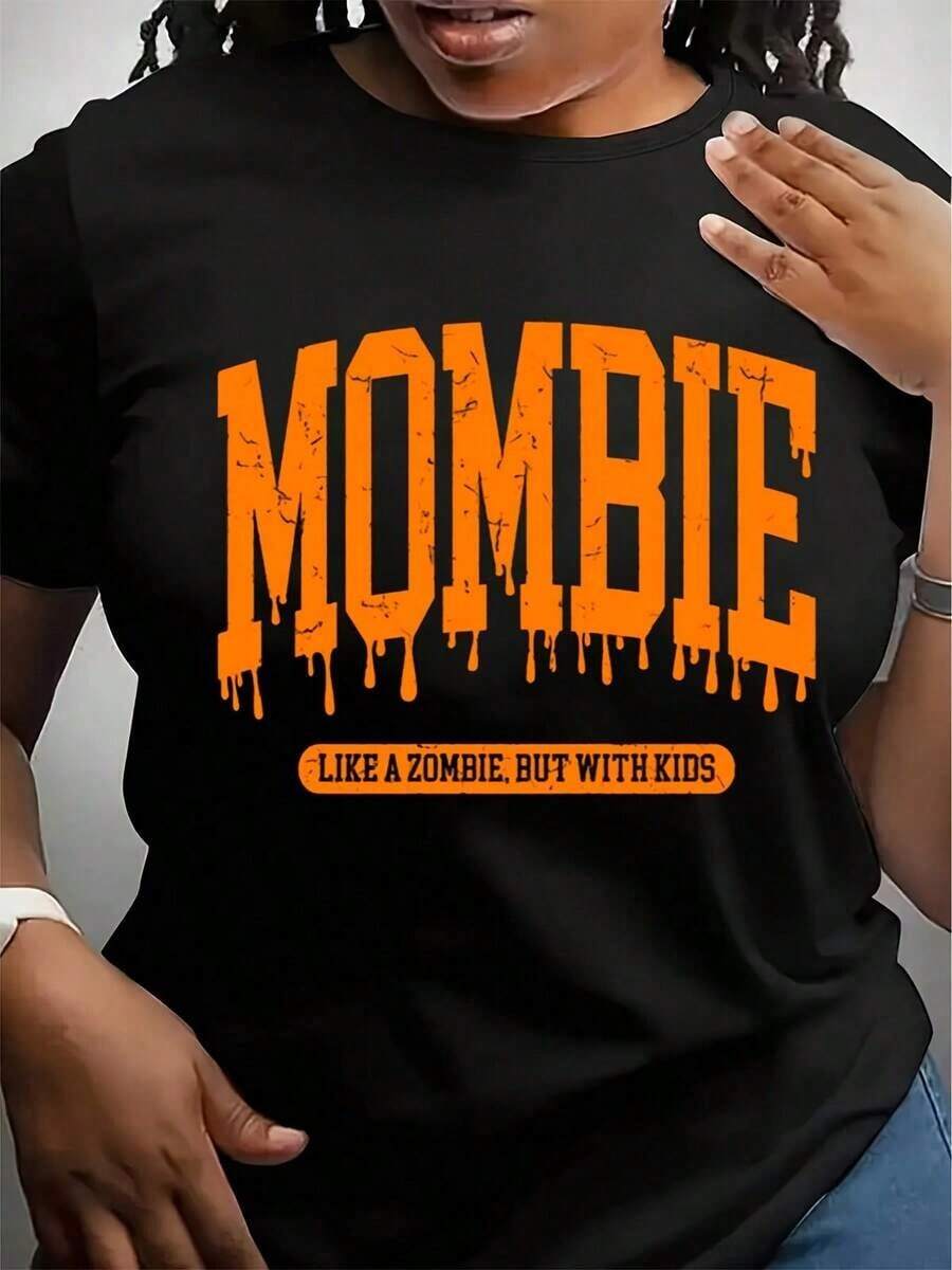 Soft, Breathable, And Lightweight For All-Day Comfort. "Mombie Like A Zombie But With Kids" T-Shirt, A Fun Halloween T-Shirt For Moms, A "Momster" T-Shirt, A Cute Halloween T-Shirt For Moms. Classic Crew Neck With A Relaxed Fit That Flatters All Body Shapes And Is Easy To Pair With Jeans, Shorts, And Leggings. - 黑色 - 查看 1