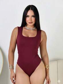 BODY TANK TOP WOMEN'S FASHION - Maroon - View 4