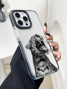 Fierce Animals 1個黑白咆哮豹紋透明手機殼，防震保護套，適用於 IPhone11 12 13 14 11Promax 12Promax 13Promax 14Promax XR 15 15PRO 15PROMAX 16 16PRO 16PROMAX - 彩色 - 查看 5