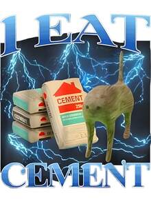 I Eat Cement Funny Cat Meme Internet Memes Funny Memes Gen-Z T-Shirt - Black - View 2