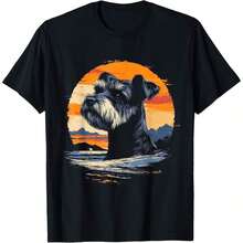 1 Piece Of Vintage Schnauzer Print T-Shirt For All Seasons, 100% Cotton, Single-Sided Print, Round Neck, Short Sleeve, Unisex, Base Layer, 180g Cotton. - 顏色 8 - 查看 7