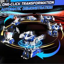 1pc Remote Control Police Car, Transforming Toy Car Robot, One-Key Transformation To Robot With Flashing Lights, Remote Control Car (Suitable For 3-6 Year Old Boys), 2.4GHz Remote Control Car, Remote Control Car That Can Transform Into Robot, Police Car With Lights, Supports 360° Rotation, Automatic Demonstration, 1:18 Scale Transforming Police Car Children's Toy, Transforming Remote Control Racing Car, Suitable For 3-4-5-6-7-8-9-10-11-12 Year Old Boys And Girls Children's Day Gift/Birthday Gift/Christmas/Halloween/Easter/Thanksgiving/Valentine's Day - Multicolor - View 3